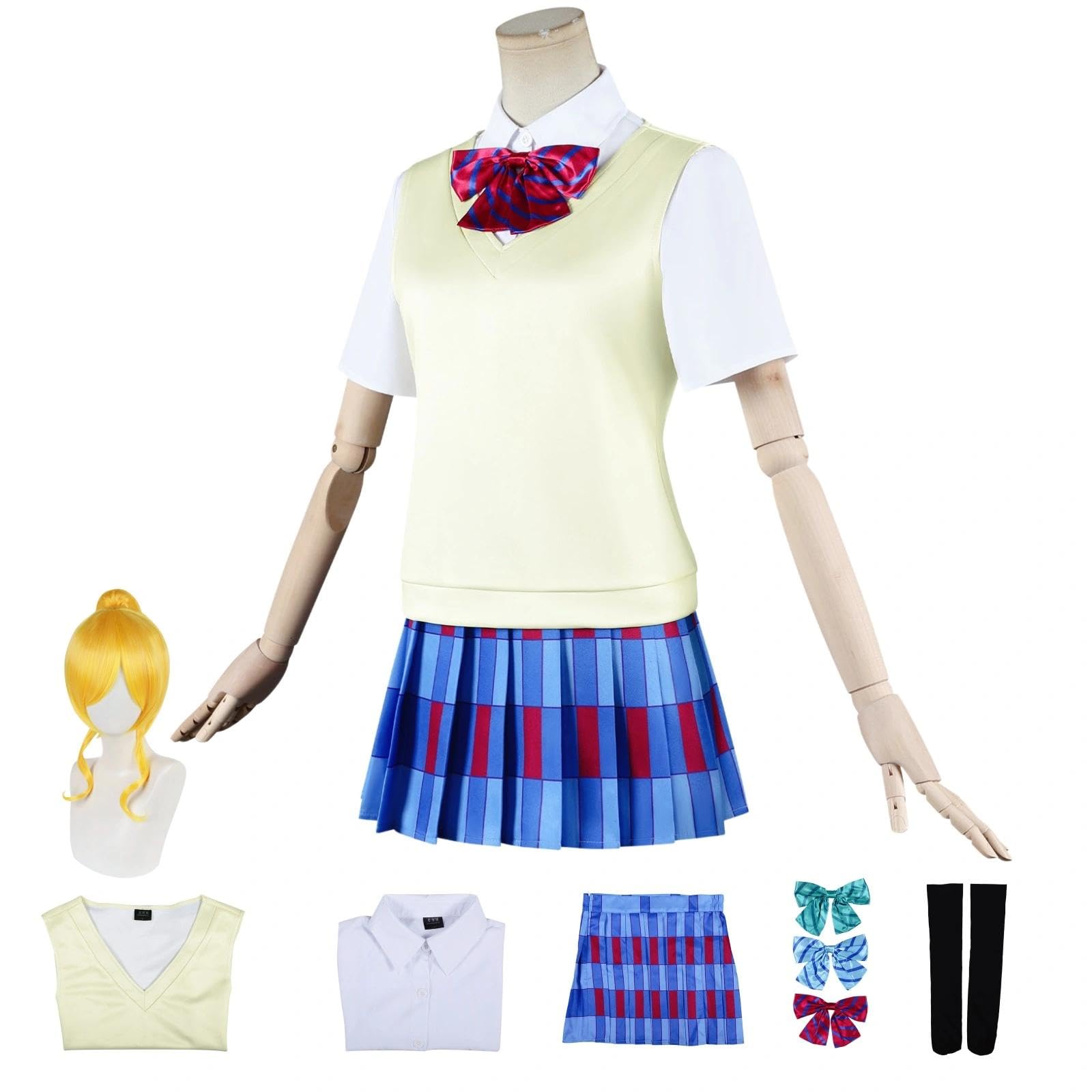 Halloween Kostüm für Erwachsene, Karneval Rollenspiel Cosplay Komplettset – Eli Ayase Stil