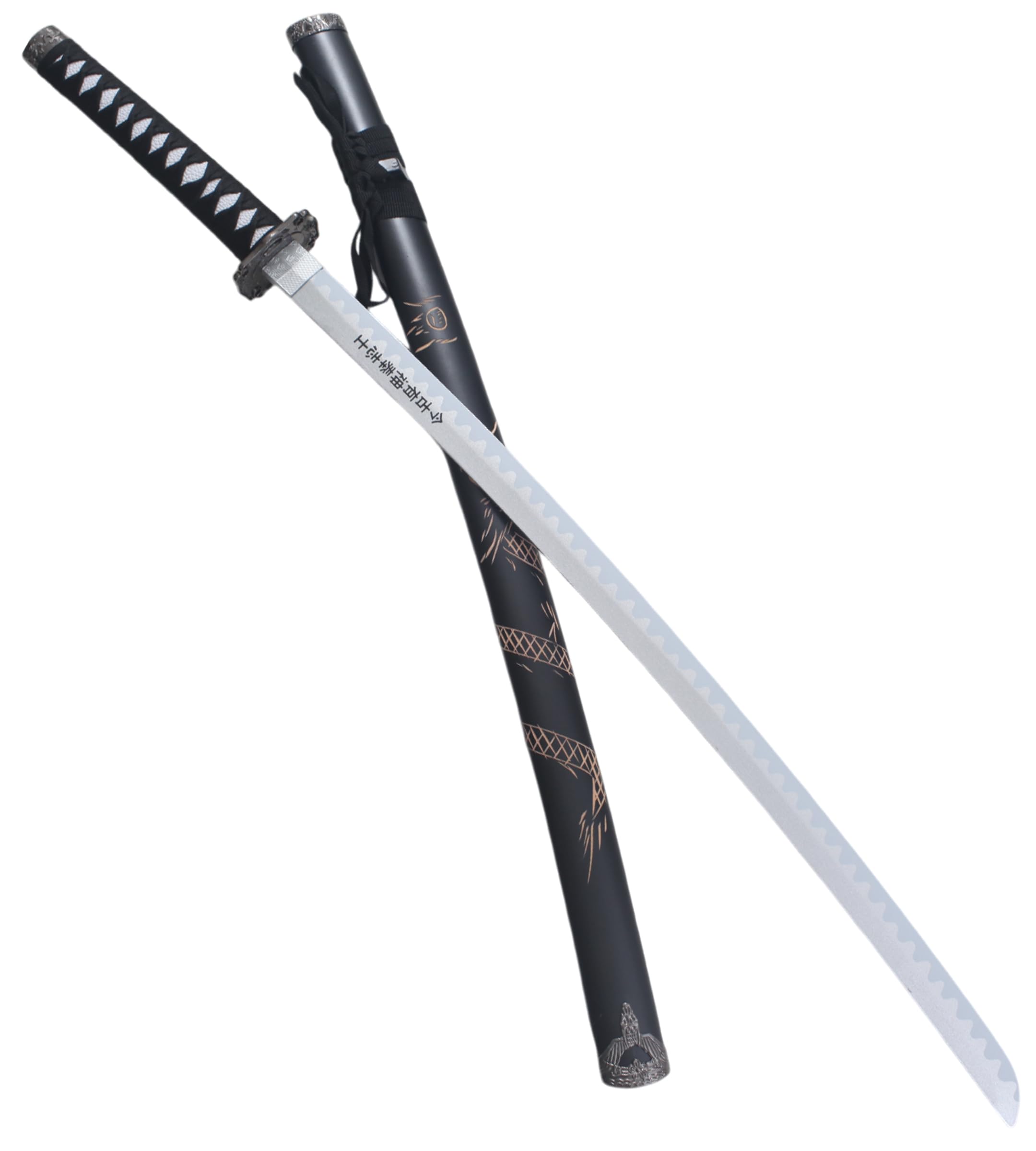 Set 3 Katanas en Bois Lame en Bois Katana Wakizashi Tanto Epee Sabre Katana Japonais Katana Dragon Black Edition Cosplay + Presentoir