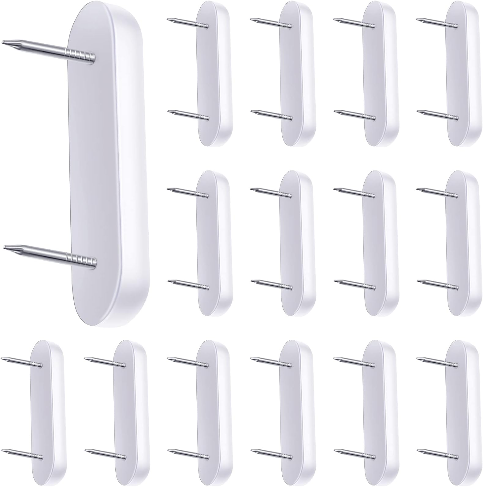 Jetec Plastic Head Double Pins Bed Skirt Holding Pins White Furniture Chair Leg Brooch Glide Nails Holding Brooch for Slipcovers and Bedskirts(15 Pieces)
