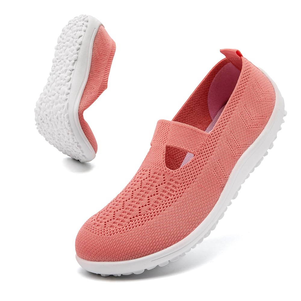 DLWKIPV Womens Slip-On Barefoot Flats Wide Toe Box Casual Sneakers Minimalist Walking Shoes Non Slip All Season