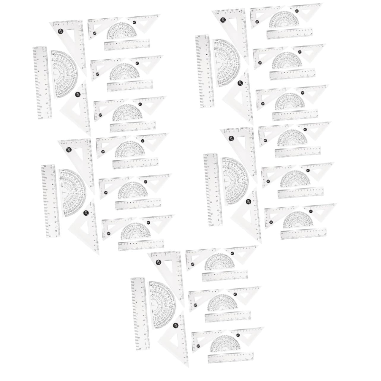 TEHAUX 20sätze Teiliges Geometrie Zeichnungsset Mit Transparenten Linealen Dreieckslineal Und Messwerkzeugen Für Schule Büro Und Zuhause Für Studenten Und Designer
