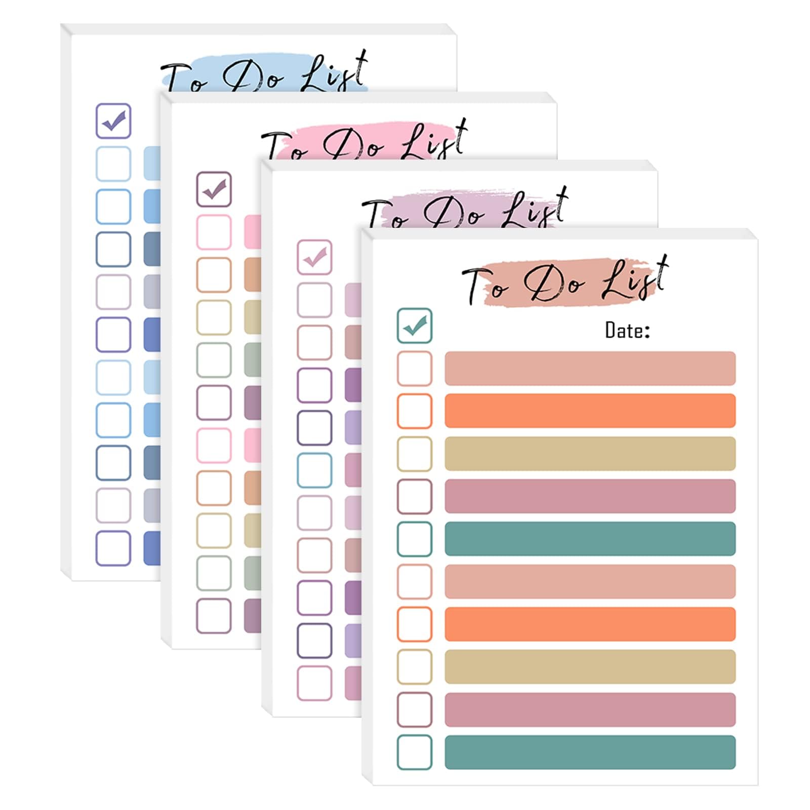 BIGTHREE to Do List Pad, 4 Packs to Do List Planner Sticky Notes Tear Off, 4 x 6 Inches Daily Planner Notepad Grocery Checklist Portable Planners for Home Office Supplies Daily Planners