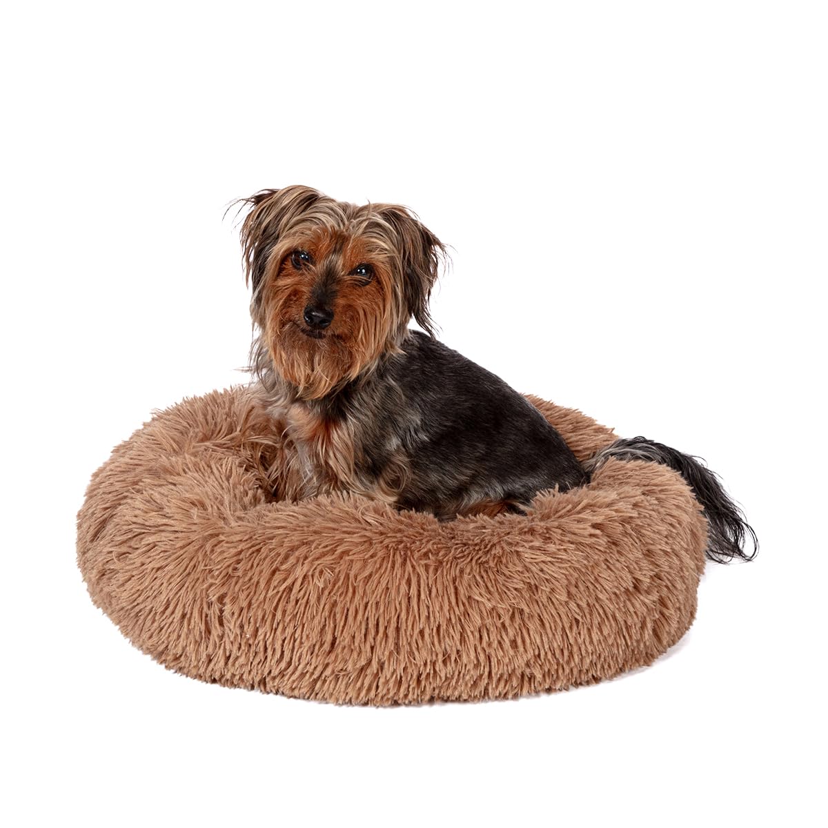 Danish Design Essentials Fluffy Donut Dog Bed, Beige Small 40cm - Snug and Fluffy Soft Pet Bed, Machine Washable