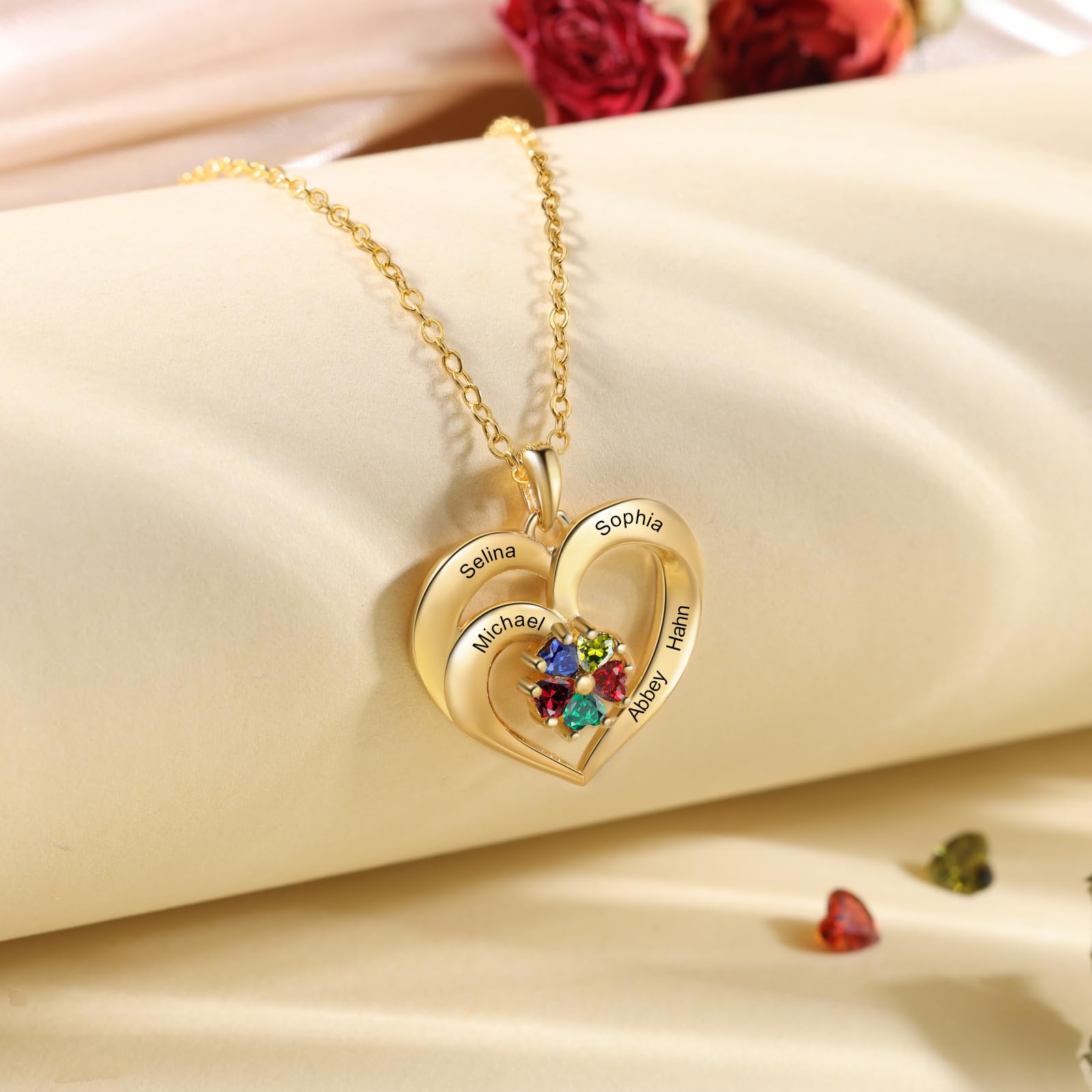 Jeweidea Personalisierte Namenskette 925 Sterling Silber Kette Damen Herz Anhänger mit Namen für Mama Oma Geschenk für Muttertag Valentinstag Weihnachten