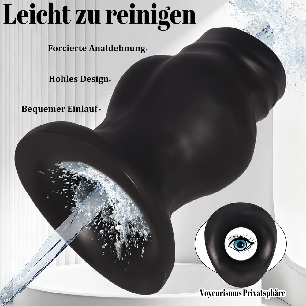 Hohl Anal Expander Dicker Analplug XXL Anal Spekulum Groß Buttplug Anal Expansion Spekulum Vagina Dilator Prostata Massage Einlauf Analdusche Tunnel Plug SM Sexspielzeug für Frauen Männer (Rot L)