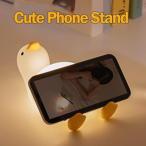 Miniatura 5 de Luz nocturna para niños, bonita luz de pato plano y blando, lámpara de silicona con animales Kawaii para niños y niñas, luz nocturna LED para