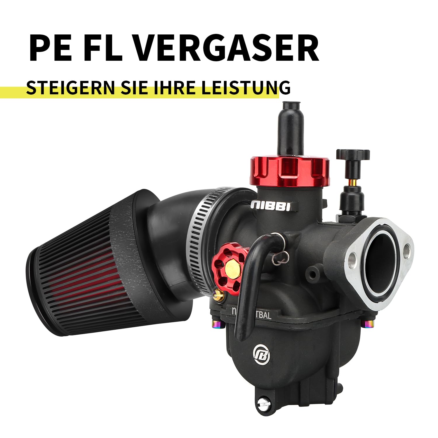 Nibbi Carburador PE24mm con Filtro de Aire CNC 48mm, Kit de Brida para Moto 140cc- 150cc, Compatible con Dirt Bike, Pit Bike, ATV, Pocket Bike