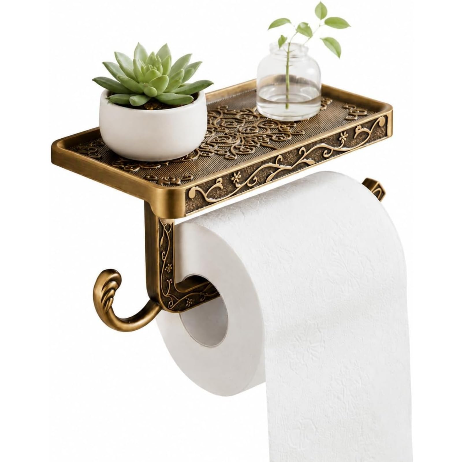 Double Toilet Paper Holder with Shelf, Wall Mounted Toilet Paper Holder — Amazon image 21