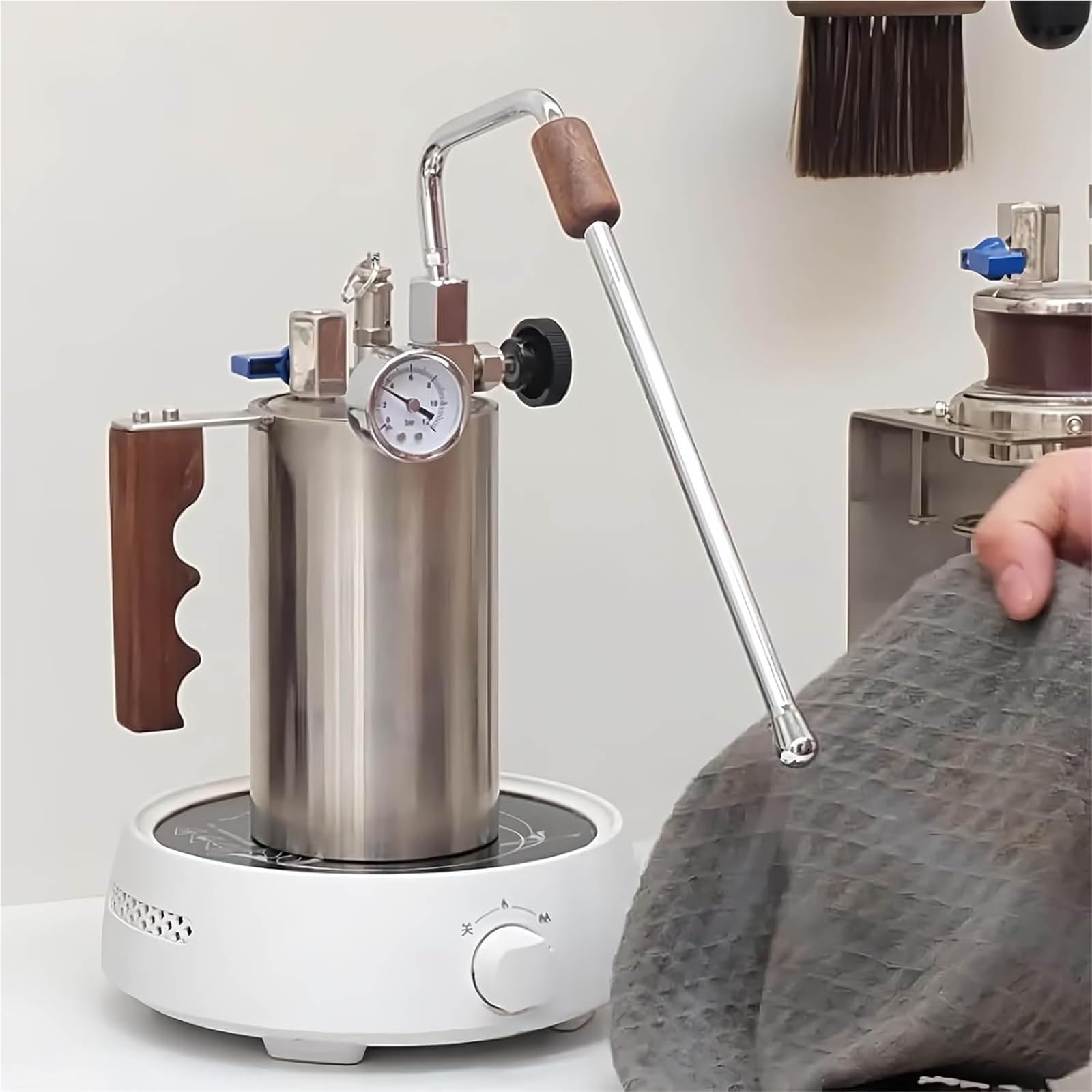 Espumador de leche de café, máquina eléctrica de espuma de 100 a 500 ml, boquilla de 3 agujeros máximo de 4 bares, espuma calentable para latte, capuchino, chocolate caliente