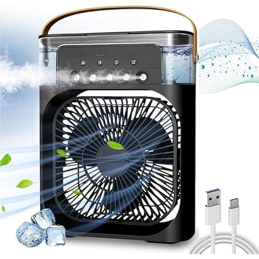 Exxelo 15 YEARS WARRANTY Black Portable Air Conditioner Fan