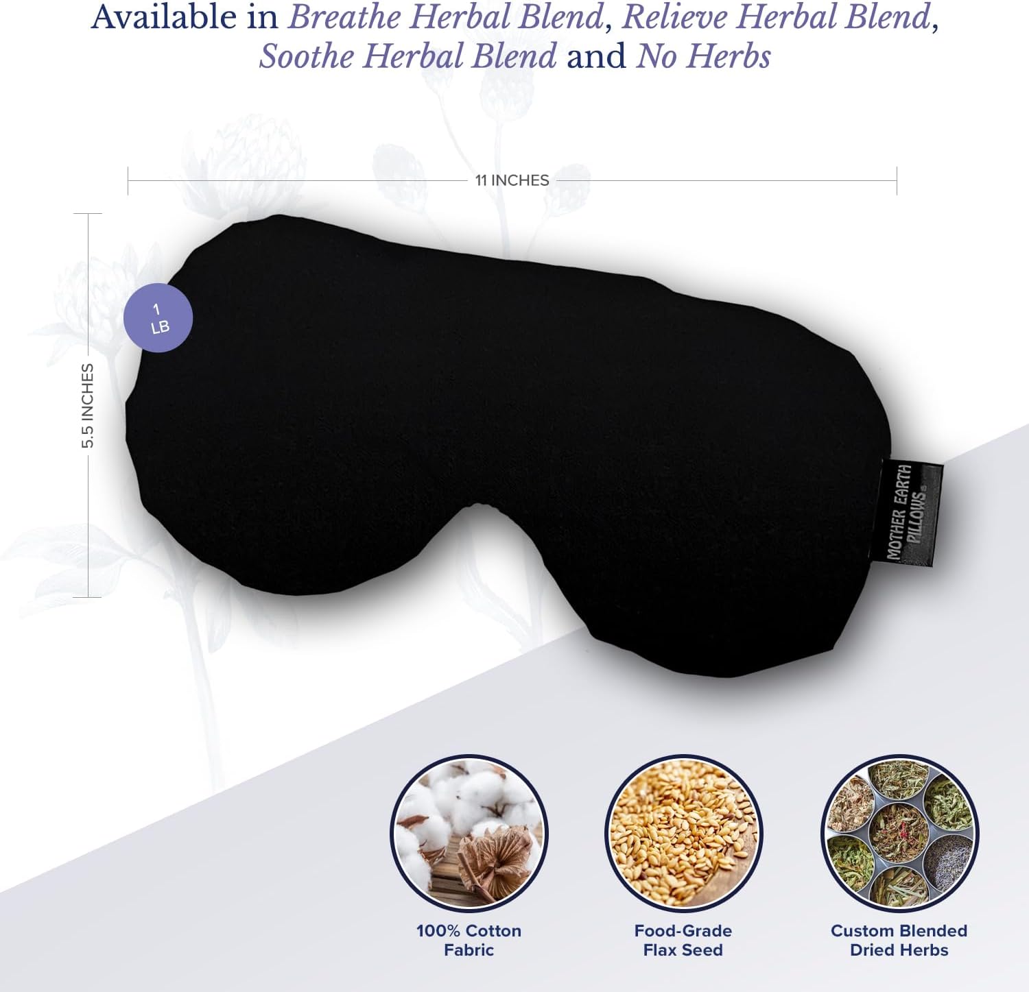 Sinus Flax Pillow for Natural Relief (Black - Breathe Herbal Blend)