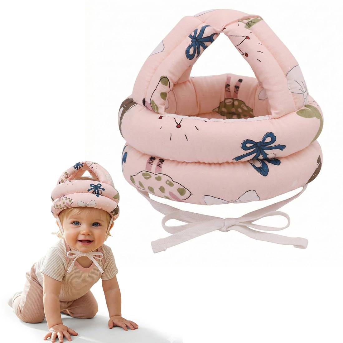 Caschetto Neonato Anticaduta Casco Primi Passi Protezione Testa Bambini 6 Mesi-6 Anni Rosa