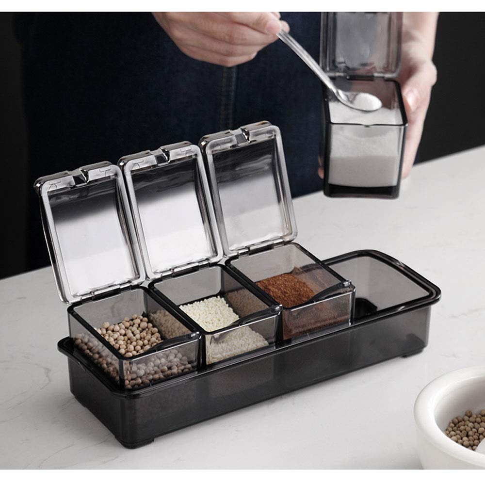 Pot Epices Boîte d'assaisonnement en Plastique en Plastique résistant à l'humidité (Une Longueur de Costume 25.4cm * Hauteur 8cm * Largeur 10cm Longueur 13cm * 2.5cm)