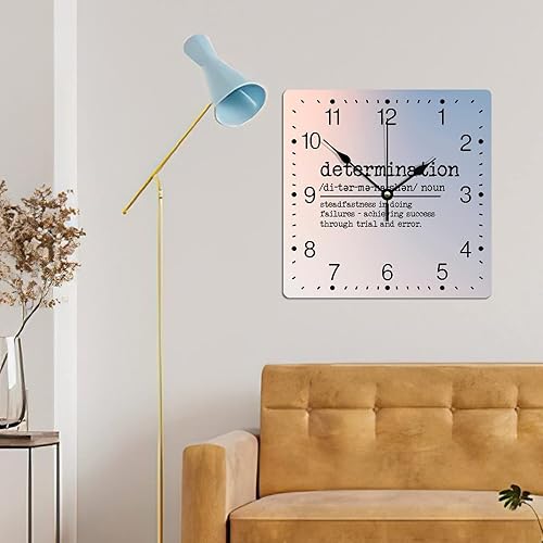 Miniatura 40 de Reloj de pared cuadrado de PVC con definición de contador, refranes motivacionales, reloj de pared grande, descripción de la palabra, 12 pulgadas