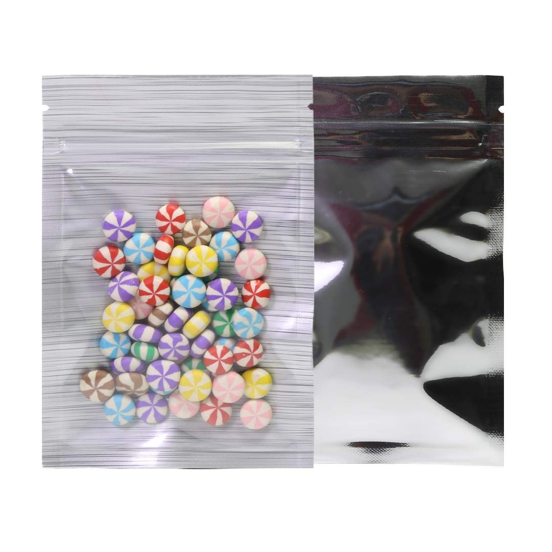 Clear/Silver Stripe Grip Seal Bags Flat Pouch For Food Packaging Heat Seal-able BPA Free(7x10CM (2.7x3.9 inch),50)