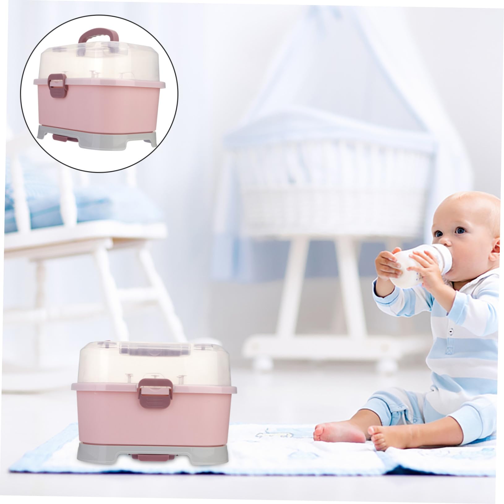ORFOFE Aufbewahrungsbox für Babyflaschen aus Pp mit Ausreichend Stauraum und Tragbar für Zuhause und Unterwegs zur Hygienischen Aufbewahrung von Milchpulverdosen und Schnullern