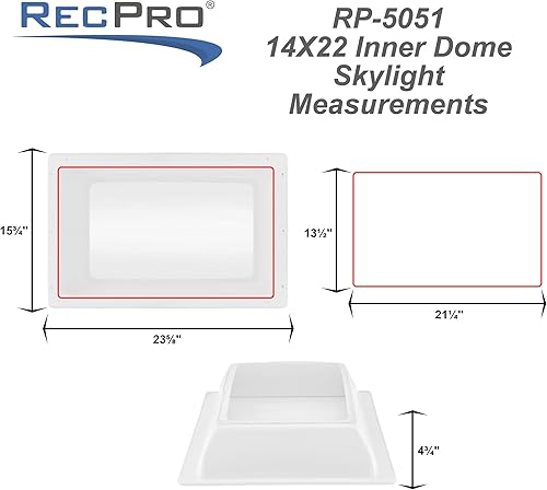 Miniatura 4 de RecPro Cúpula interior de tragaluz RV con ventana transparente | 14 x 22 pulgadas tragaluz interior universal