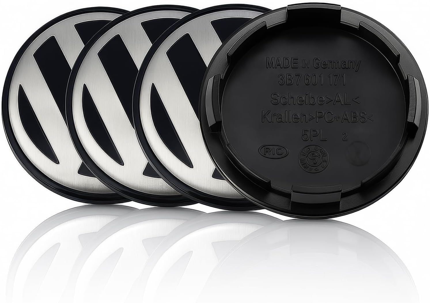 4 Tappi Coprimozzo per VW 65mm Coprimozzi auto Fregi Cerchi in Lega