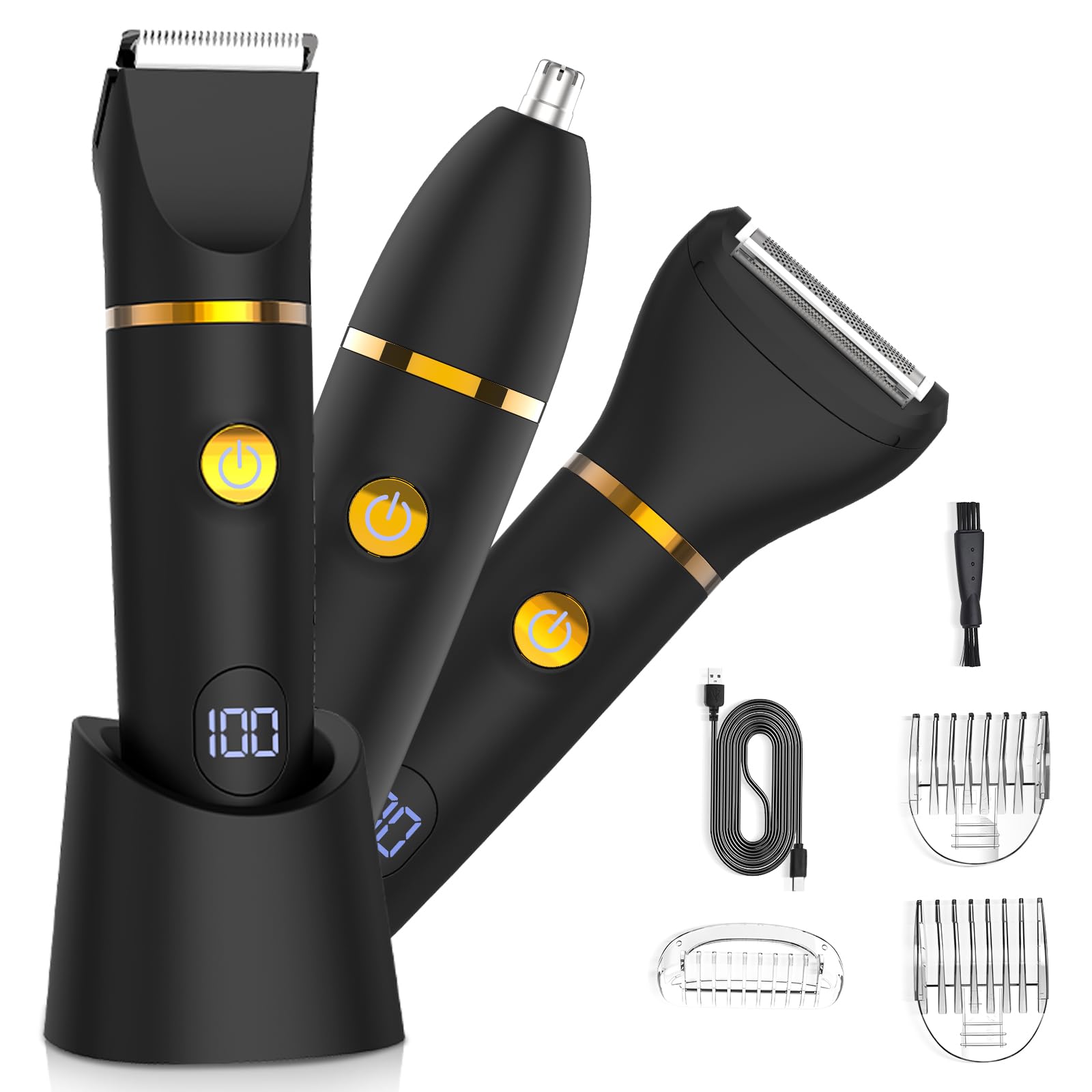 Manscape Body Hair Trimmer for Men Pubic Hair Trimmer 3 in 1 Versatile Electric Shaver for Groin Face