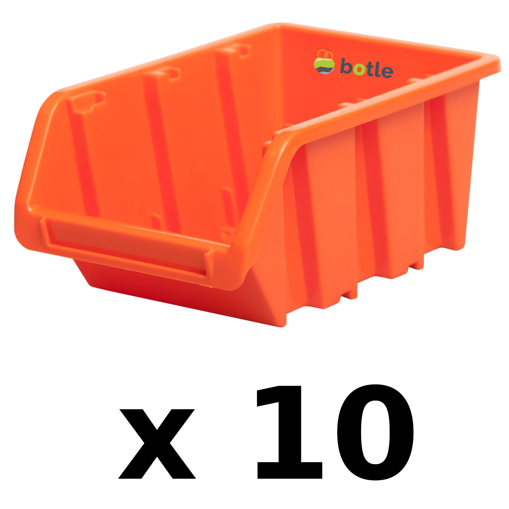 Botle 10 x pudełka magazynowe do warsztatu i garażu, pudełka do przechowywania, pudełka do sortowania, pudełka 120x195x90 mm, pomarańczowe pudełka magazynowe z tworzywa sztucznego, stosowe pudełka