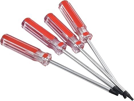 for TORX Screwdriver Set 5pcs for T15 for T20 for T25 T27 for T30 Star Bit Driver for Repairing Tools with Chrome Vanadium Steel Rod and PVC Handle Red Silver 4 Inch Length for Maintenance