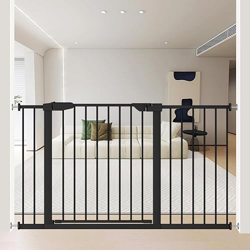 Fairy Baby Puerta extra ancha para bebé, color negro, 51.57 a 54.33 pulgadas de ancho, largo y ancho, extensiones de seguridad para interiores, para