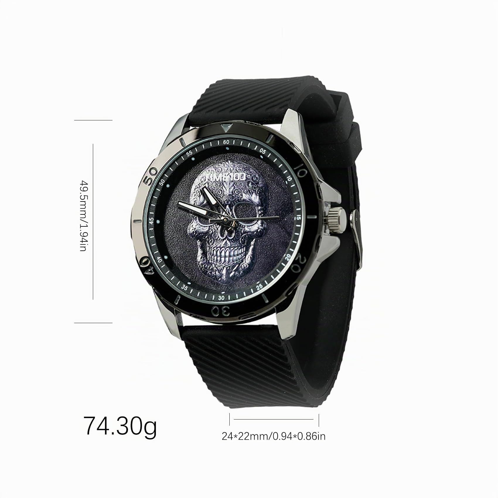 TIME100 Set de Regalo para Hombre, Reloj Hombre con Pulsera, Diseño de Calavera, Correa de Silicona, Elegante Regalo para Navidad y Cumpleaños