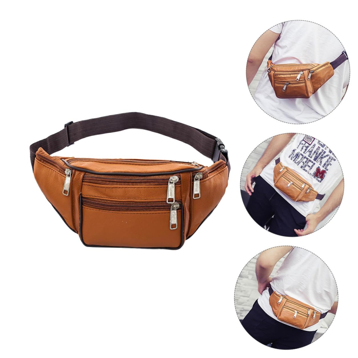 Riñonera para Hombre de Pu Amarilla, Diseño Vintage y Elegante
