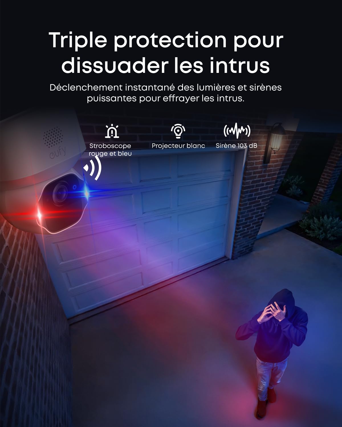 eufy Security SoloCam E42, caméra Solaire 4K sans Fil pour Dehors, Suivi IA, Stroboscope,Camera Surveillance WiFi, Reconnaissance faciale,Stockage Local Jusqu’à 14 TB