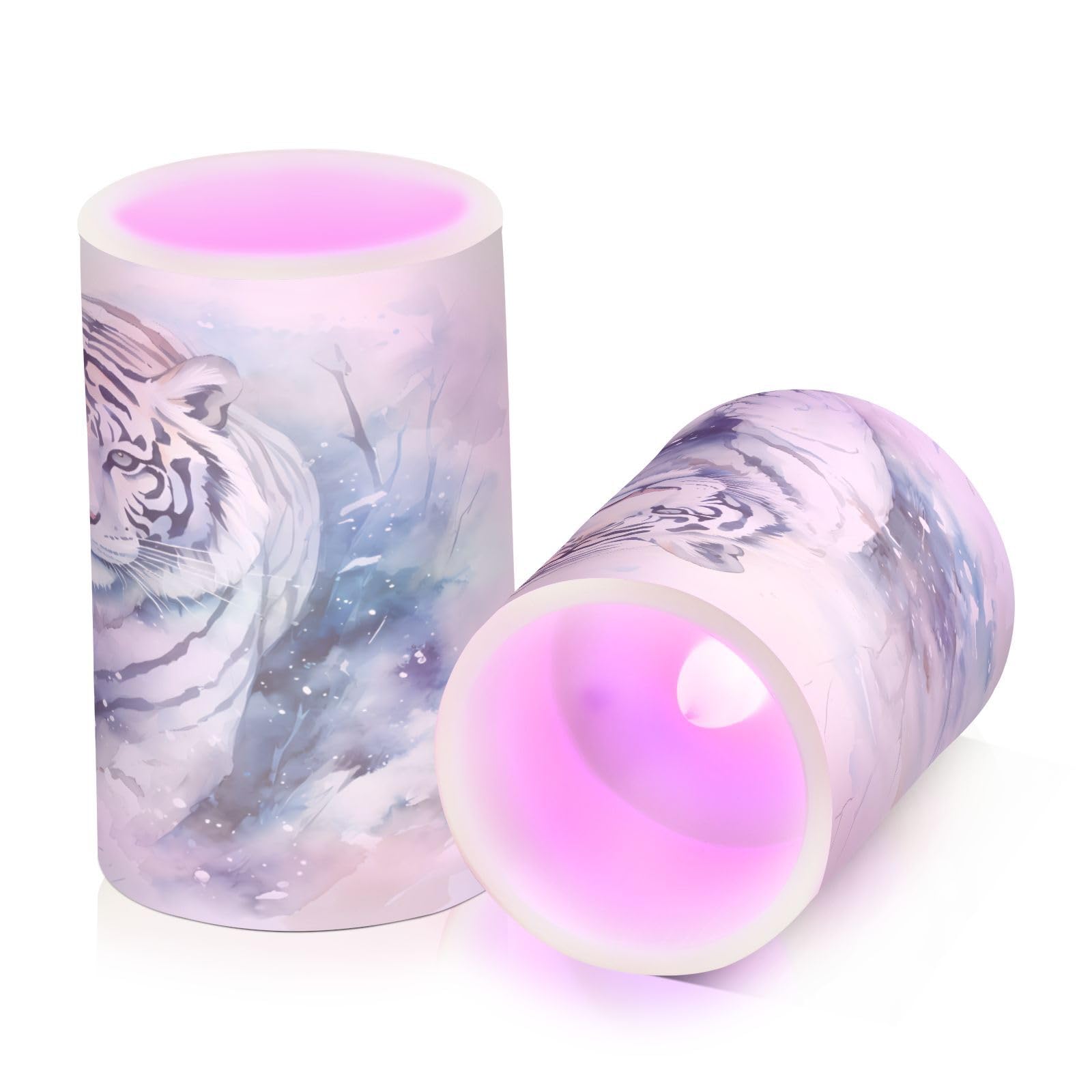 Mnsruu Flickering Flameless Candles Tiger Walk LED Candles with Remote Timer Set of 2 Battery Operated Candle Home Decoration — view 2