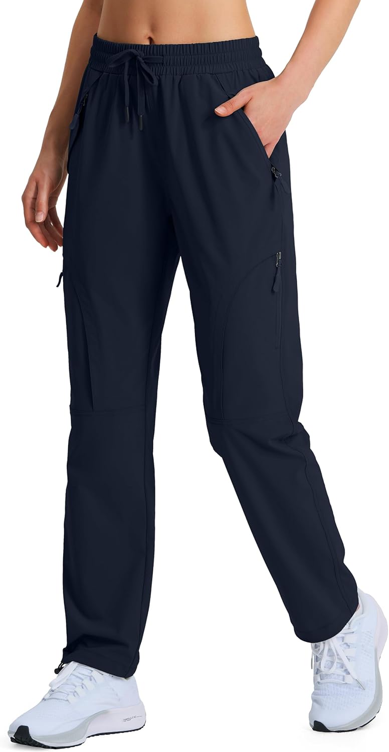 Women's Hiking Pants Quick Dry Lightweight Cargo Pants UPF 50 Water Resistant Zipper Pockets for Golf Travel Work Camping Regular 29\" X-Large Navy