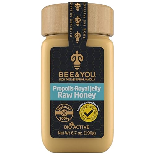 Bee and You Royal Jelly - Miel cruda, extracto de propóleo, superalimento 100% natural, ultra puro, suplemento de apoyo inmunológico, antioxidantes,