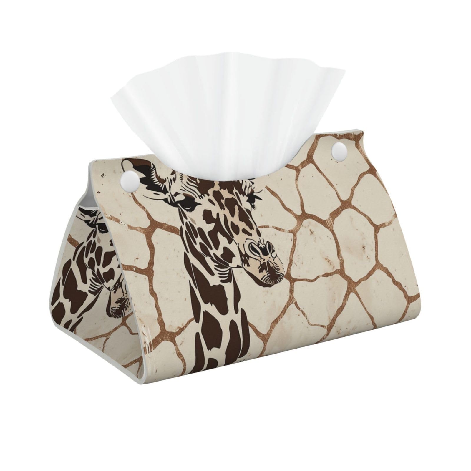 Giraffe Print Print Tissue Box Cover Foldable Tissue Storage Box Leather Tissue Cube Box Holder for Living Room Bedroom Office Car Home Decor