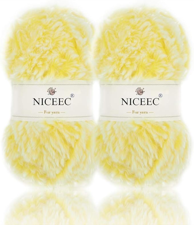 NICEEC 2 Skeins Super Soft Fur Yarn Chunky Fluffy Faux Fur