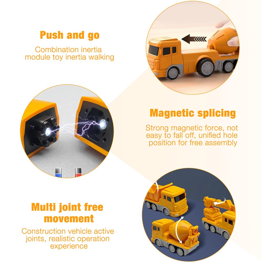 Mineup Giocattoli Ingegneristici Per Bambini, Set Di Giocattoli A Trasformazione Magnetica Assemblata, Giocattolo Per Auto A Trasformare Educativo, Puzzle Creativo Educativo DIY Per Bambini 3 Anni+