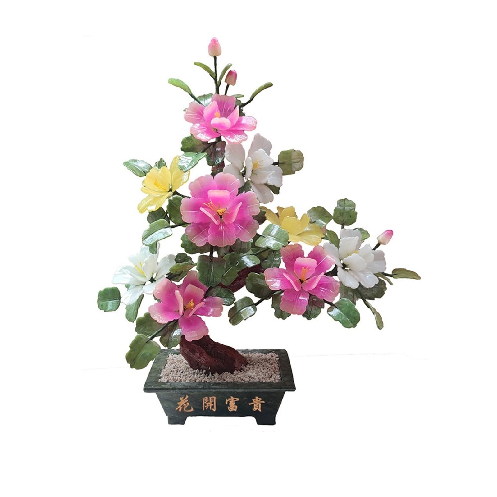 DFGHNBVC Artificial Plants Chinese Style Bonsai Jade Ornament Artificial Fake Plants Faux For Desk Home Office Simulation Tree,