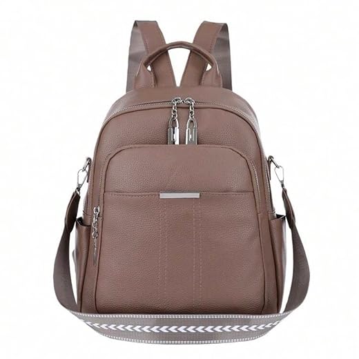 Mochila Feminina Média de Couro Sintético Reforçado, Estilosa e Compacta para Passeio, Escolar, Trabalho e Uso Diário