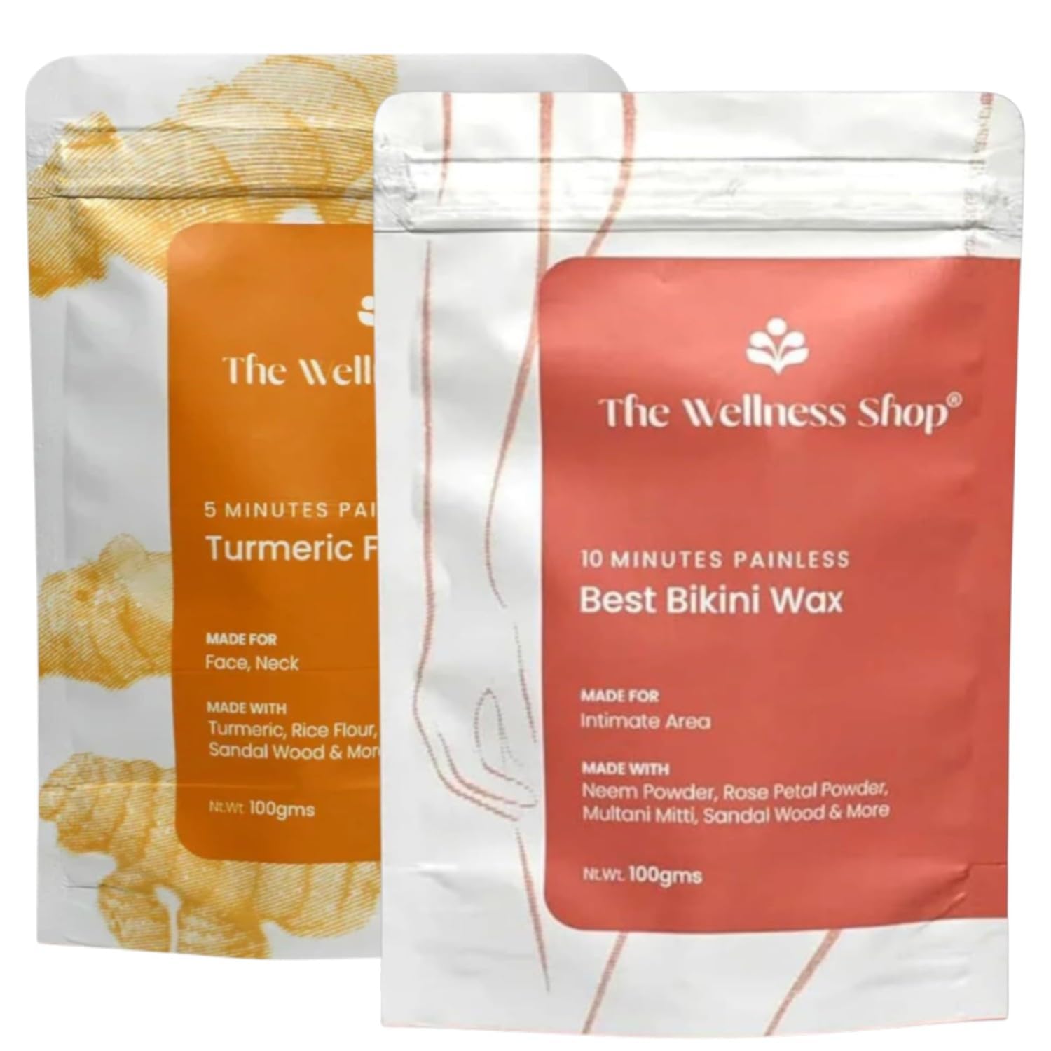 The Wellness Shop - Turmeric Facial Wax for women- 5 Minute Painless Herbal Wax Powder (100g) and Best Bikini Wax - 10 Minute Herbal Wax Powder (100g) pack of 1-image-3