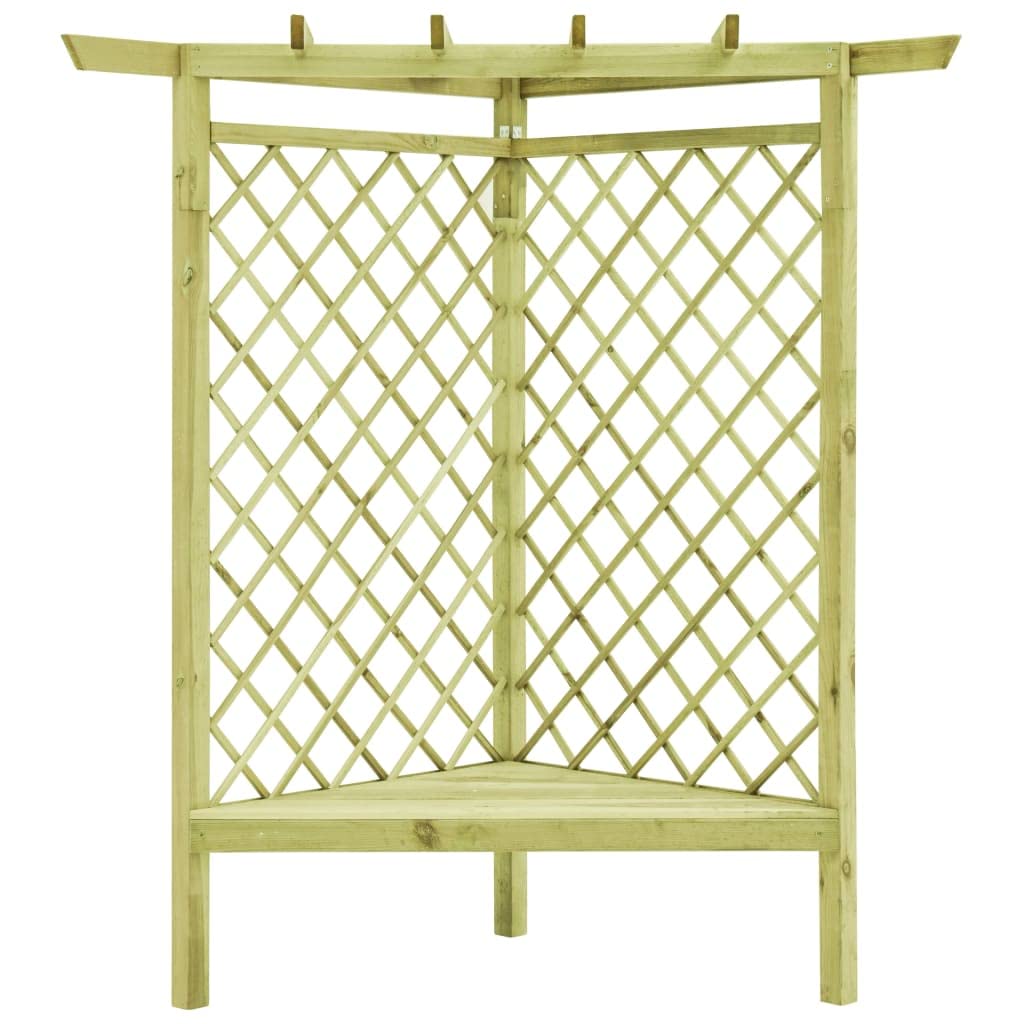 vidaXL Pergolato ad Angolo e Sedile Pergola con Sedia Traliccio Sostegno per Piante Supporto 130x130x197 cm in Legno di Pino Impregnato