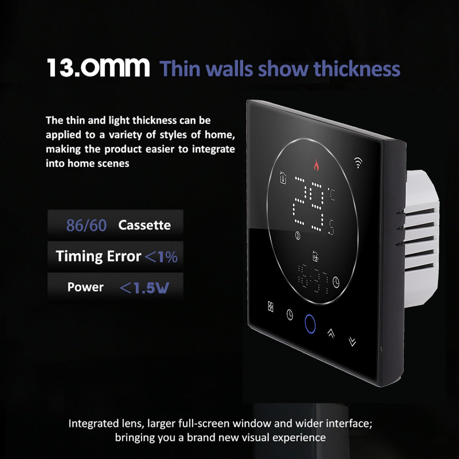 Termostato doméstico inteligente Mavaol, termostato programable con pantalla táctil a Color para calefacción de caldera AC95-240V (Black)