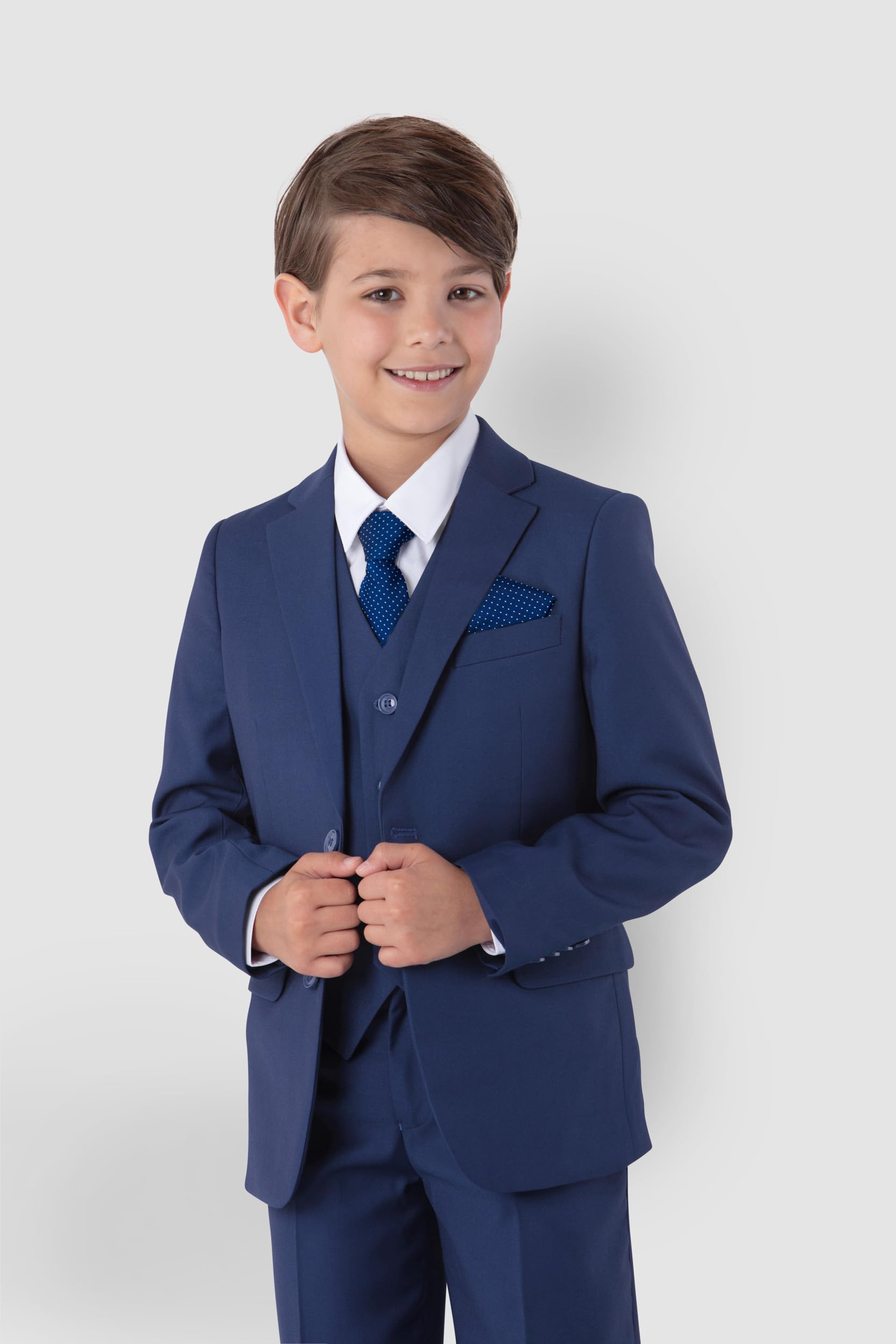 Festlicher Kinderanzug Kommunionanzug Jungen Anzug Set 6-teilig blau