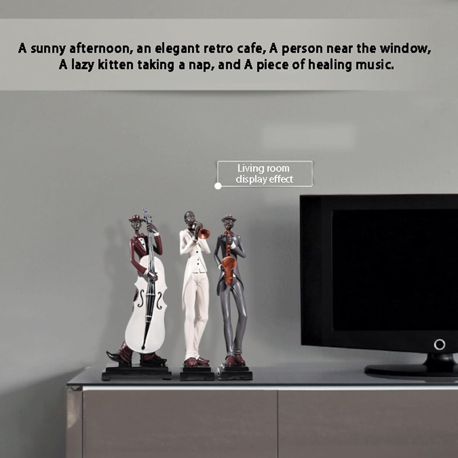 figurka dekoracyjna Unieke standbeeldhars Trio Band-standbeelden Creatieve hoogwaardige beeldjes en standbeelden voor premium bureauplankdecorsculpturen świetny prezent