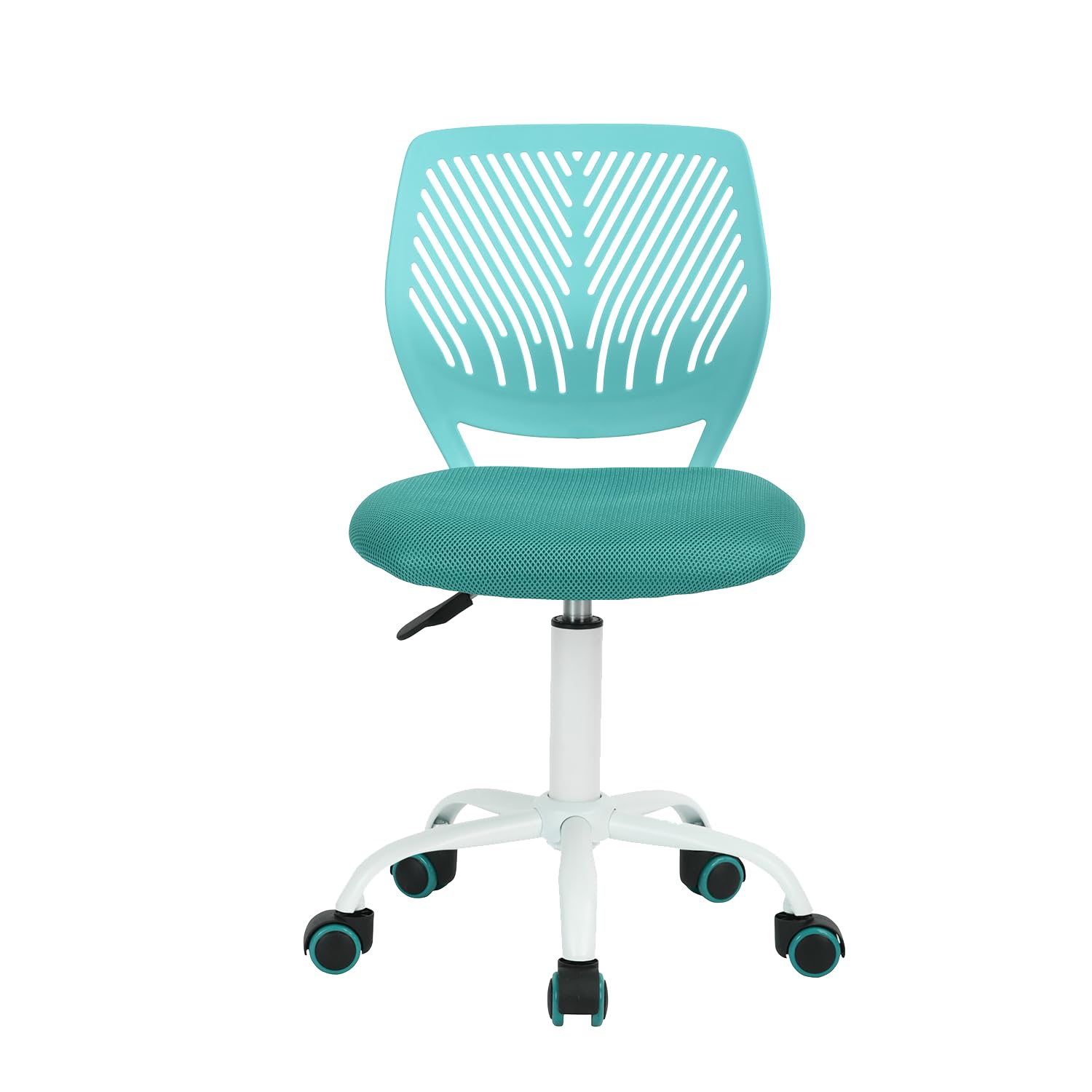 FurnitureR Modern Ergonomic Office Chair, Adjustable Computer Chair, Armless Swivel Work Seat, Youth Study Rooms and Home Offices, Candy Turquoise