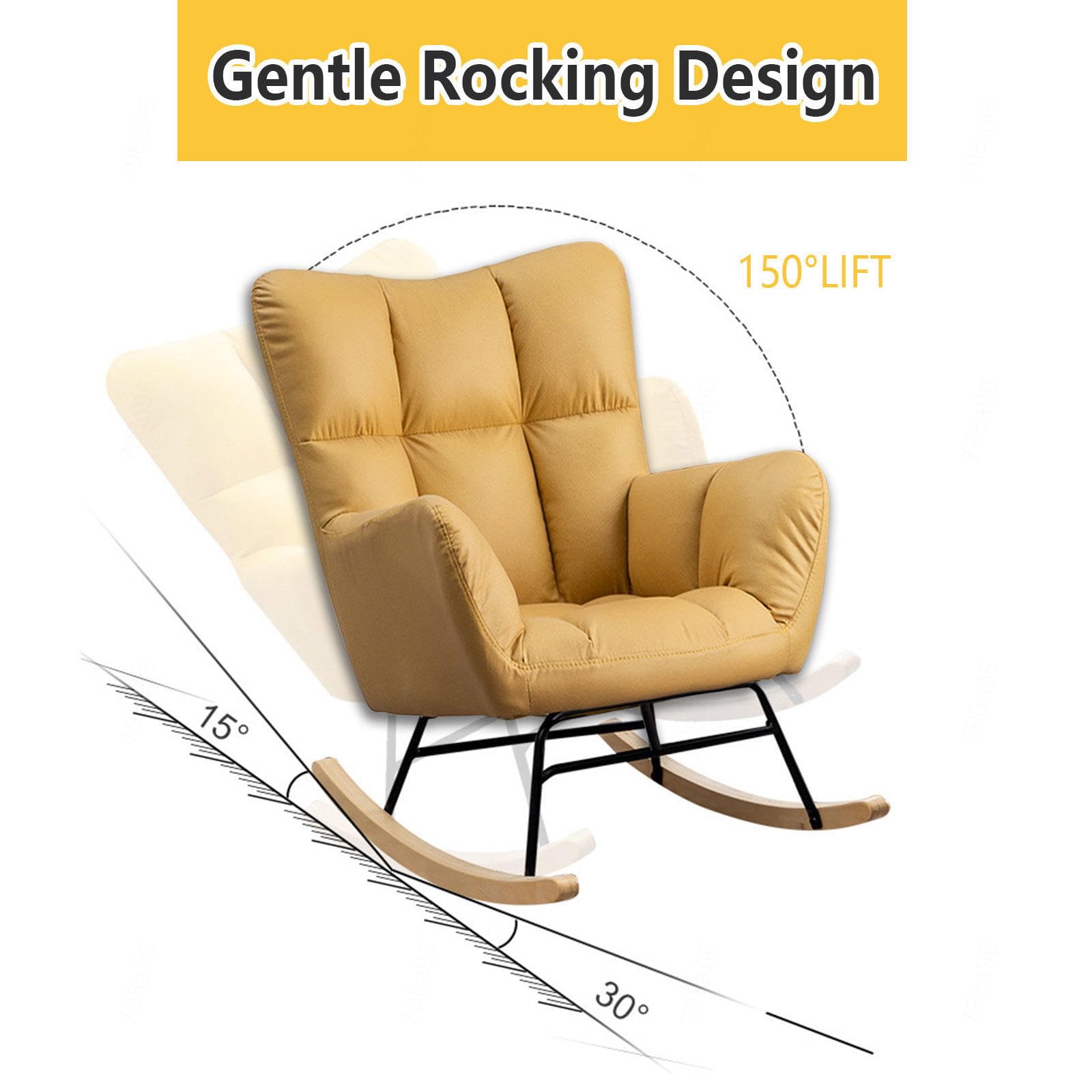 Schaukelstuhl mit Armlehnen und gepolsterter Stillstuhl Schaukelstuhl Sessel Schlafzimmer, Belastbarkeit bis 120 kg für Wohnzimmer/Schlafzimmer/Balkon,Brown