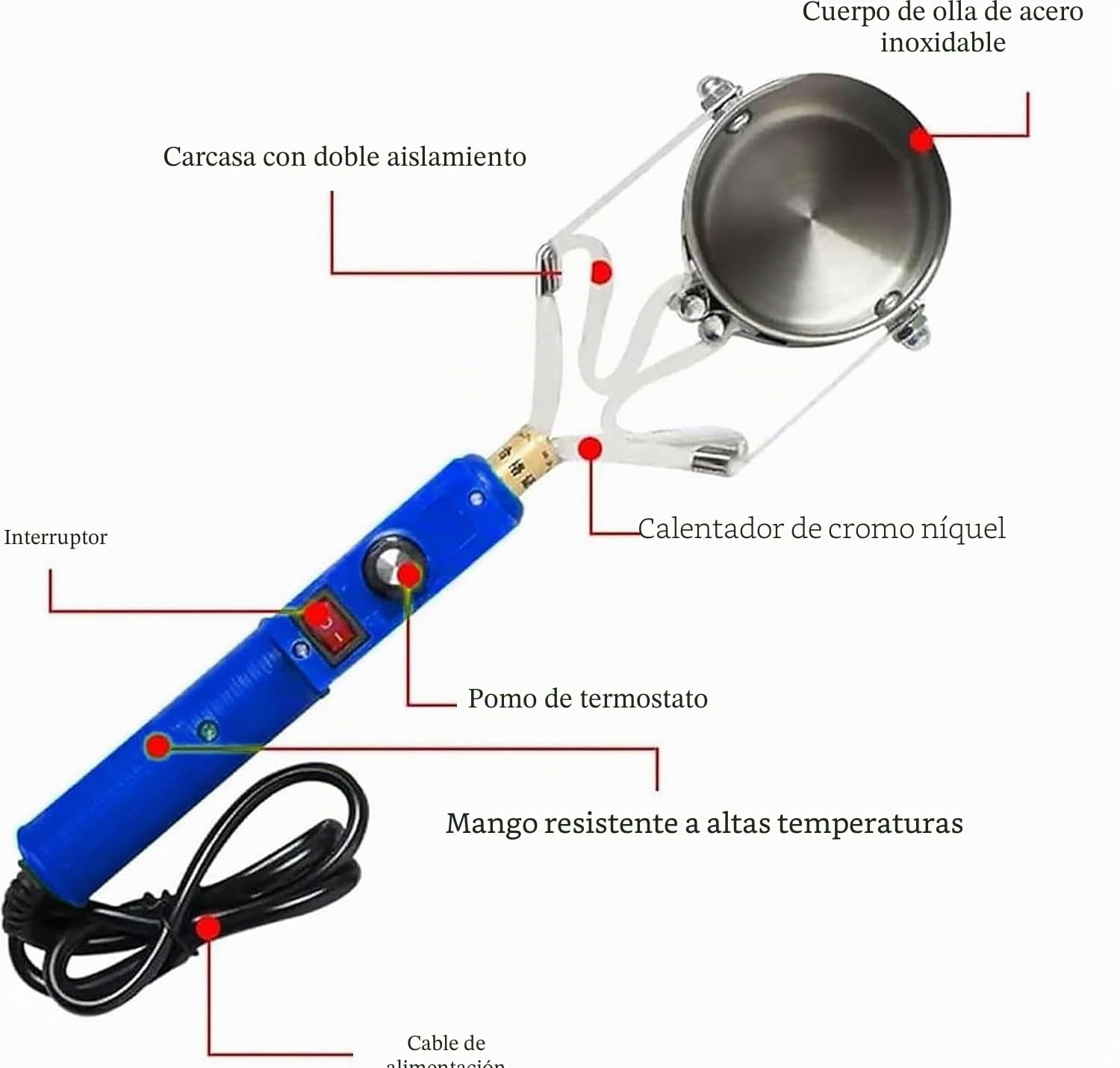 Horno eléctrico de fusión de metal, de mano, para soldadura y peltre, temperatura ajustable de 150 a 450 °C, ideal para elaborar pesas de pesca y colgantes de metal