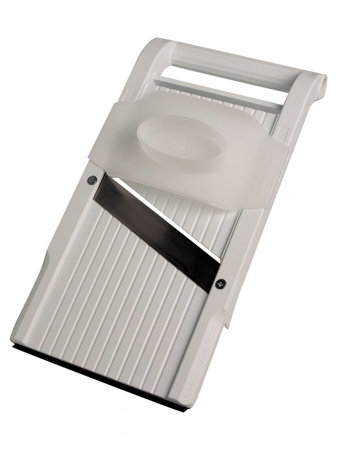Benriner Mandoline krajalnica do warzyw szatkownica do warzyw 64 mm 95 mm 120 mm biała z wymiennymi ostrzami i ochroną palców bez grawerowania/z grawerunkiem + rękawica ochronna Prymo rozmiar 120 mm, kolor 1) bez grawerowania