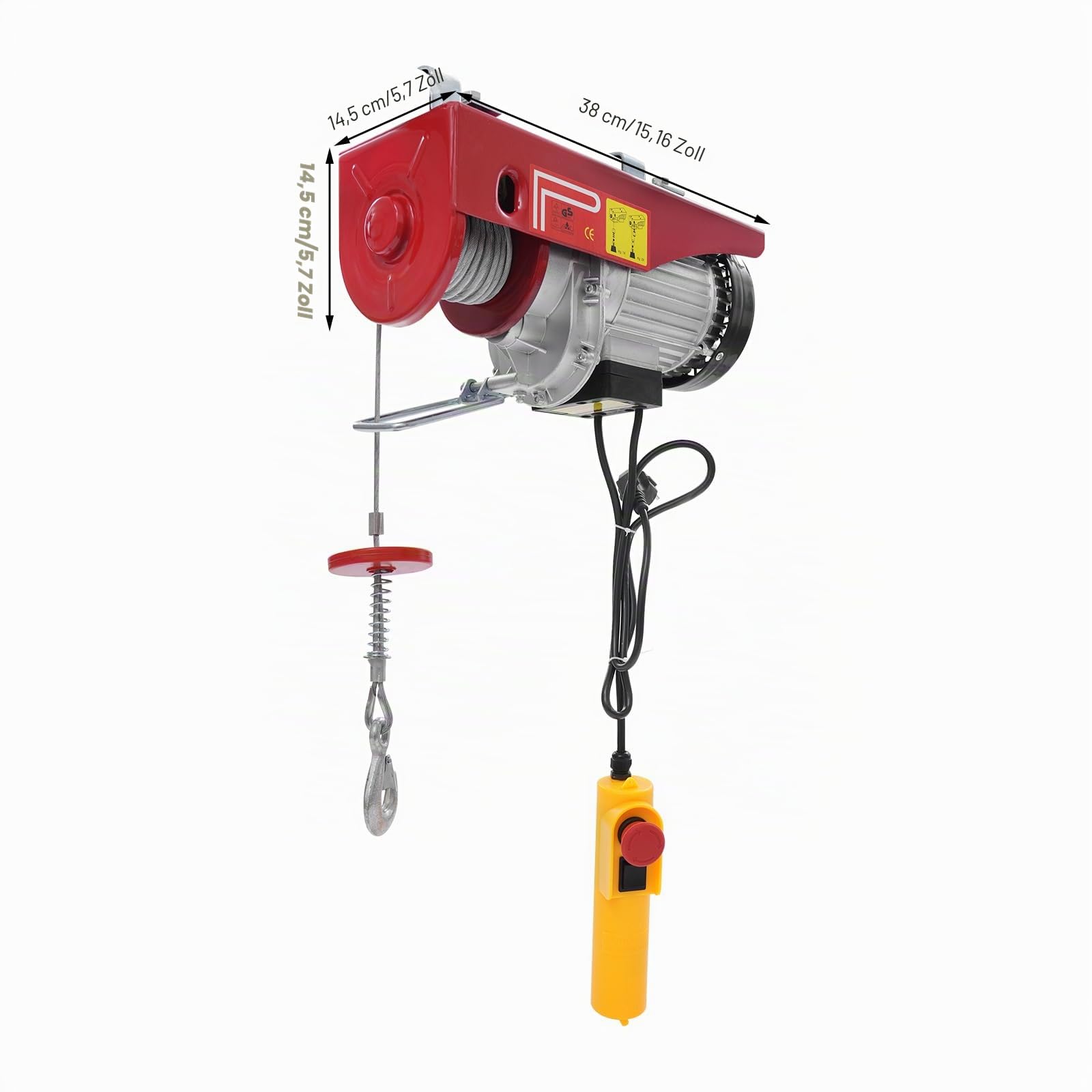 Elektrohebezeug Elektrisches Seilwinde Seilzuggerät Kettenzug Ankerwinde mit Drahtloser Fernbedienung für Werkstätten Bauprojekte Garage Winde mit Kupfermotor für schnelle Lastenhebung (12m*600kg)