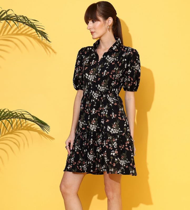 Image of Sheetal Associates Women's Casual Half Sleeve Crepe Shirt Dress