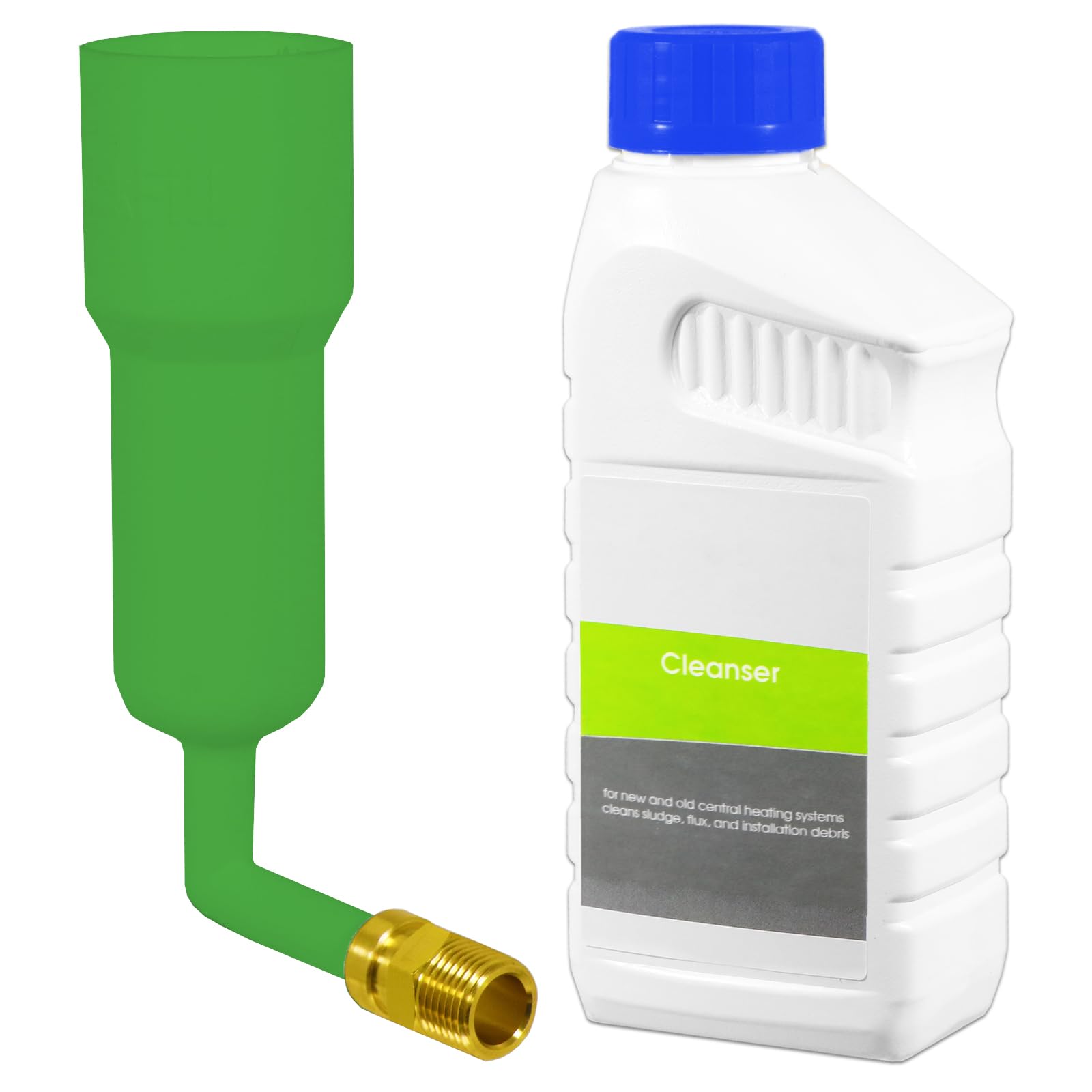 Spares2go Men's White Central Heating Cleanser Concentrate Sludge Rust Debris Cleaner Liquid (500Ml Bottle) + Radiator Dosing Funnel Tool