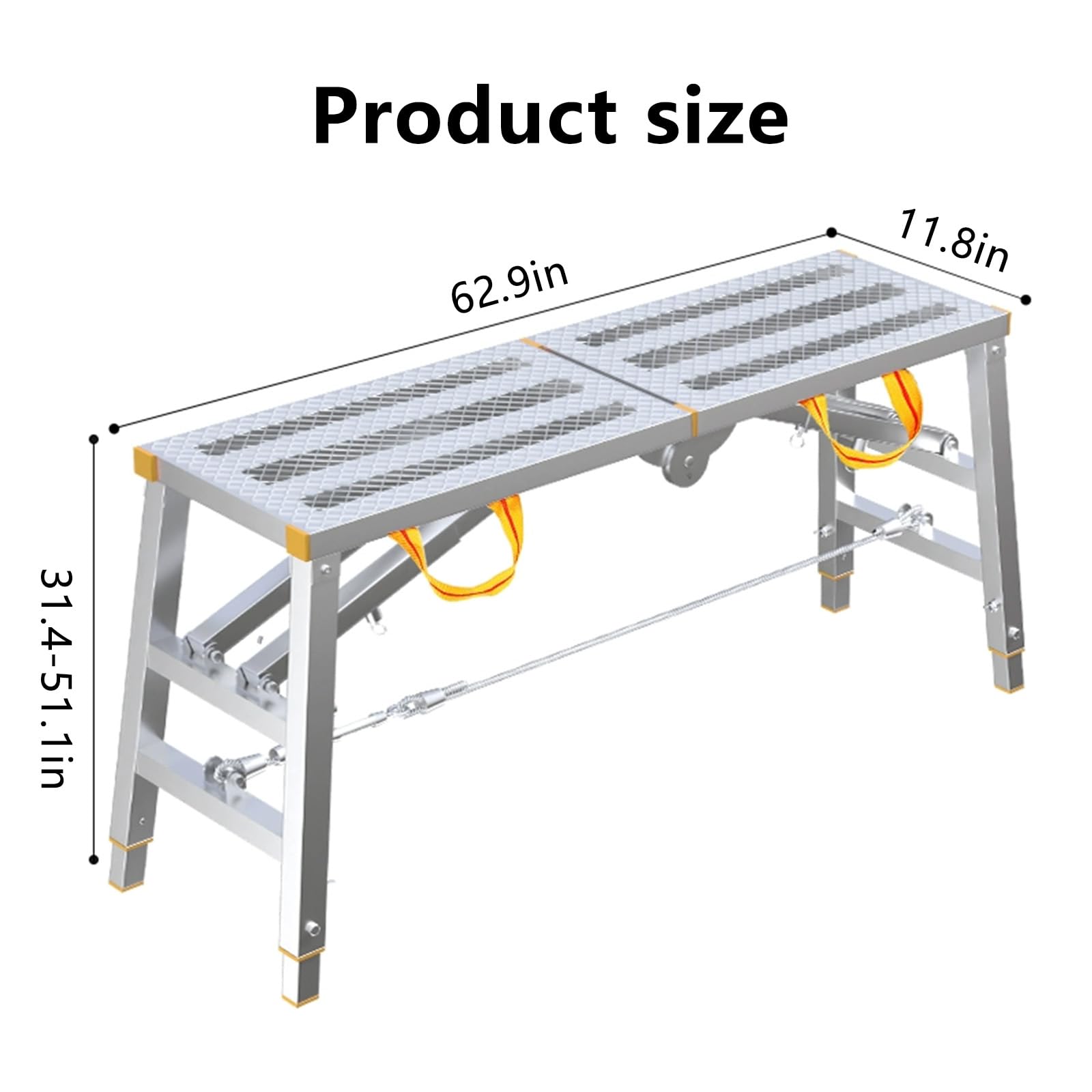 Plataforma de Trabajo Portátil Multifuncional de Aluminio,Plataforma de andamio,Plataforma de trabajo de aluminio para limpieza de techo,pintura y lavado de automóviles,carga máxima de (Size:160*30cm)